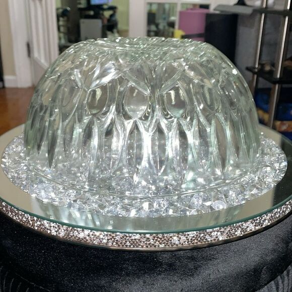 Large 10 inch elegant Round fruit bowl holder kitchen clear glass vintage bowl - Picture 7 of 8